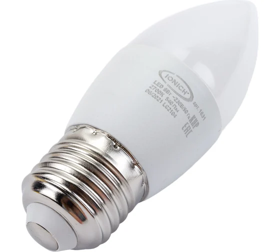 Лампа светодиодная свеча C37 6Вт 2700К Е27 IONICH