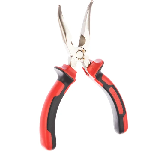 Длинногубцы NICKEL, 160 мм, изогнутые никелированные, двухкомпонентные рукоятки// Matrix