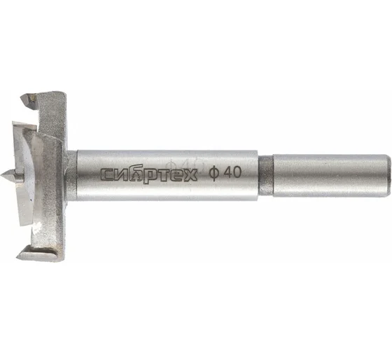 Сверло Форстнера по дереву, 40 мм, цилиндрический хвостовик// Сибртех