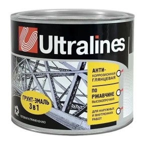 Грунт-эмаль 3в1 по ржавч. Черная 0,8кг ULTRA LINES