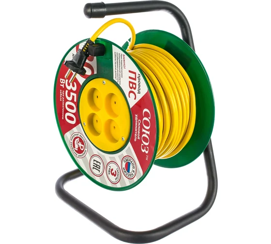 Удлинитель-катушка бытов. 4гн 3500Вт 30м Союз