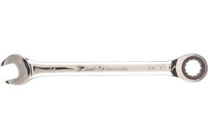 Ключ комбин. трещоточн. 24мм CrV зерк.хром Matrix