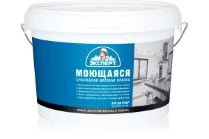 Краска ВД Моющаяся супербелая 3кг Эксперт