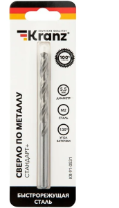 Сверло по металлу 5.5x93x57мм P6M5 Стандарт+ //KRANZ