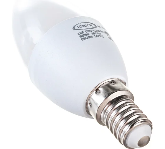 Лампа светодиодная свеча C37 10Вт 6500К Е14 IONICH