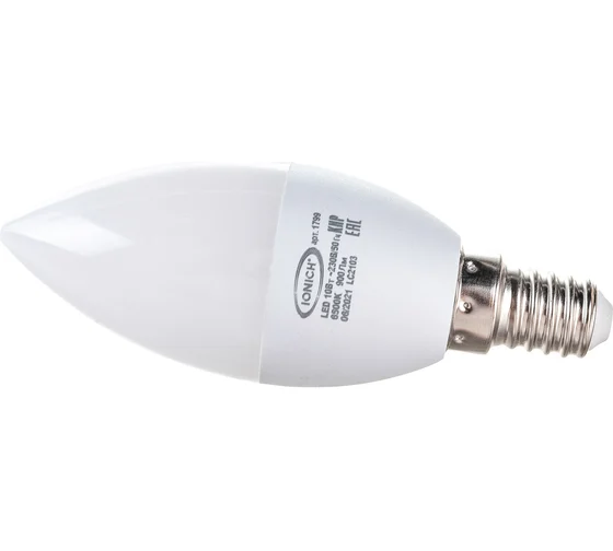 Лампа светодиодная свеча C37 10Вт 6500К Е14 IONICH